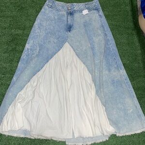 Vintage Boho Denim Maxi Shirt